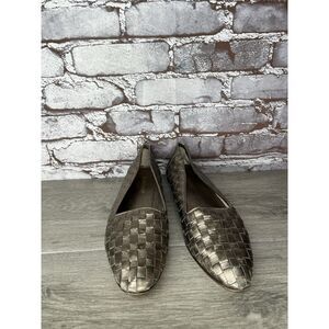 Rangoni Firenze Pewter Silver Leather Woven Weaves Flats Women Sz 8.5AA US/39EU